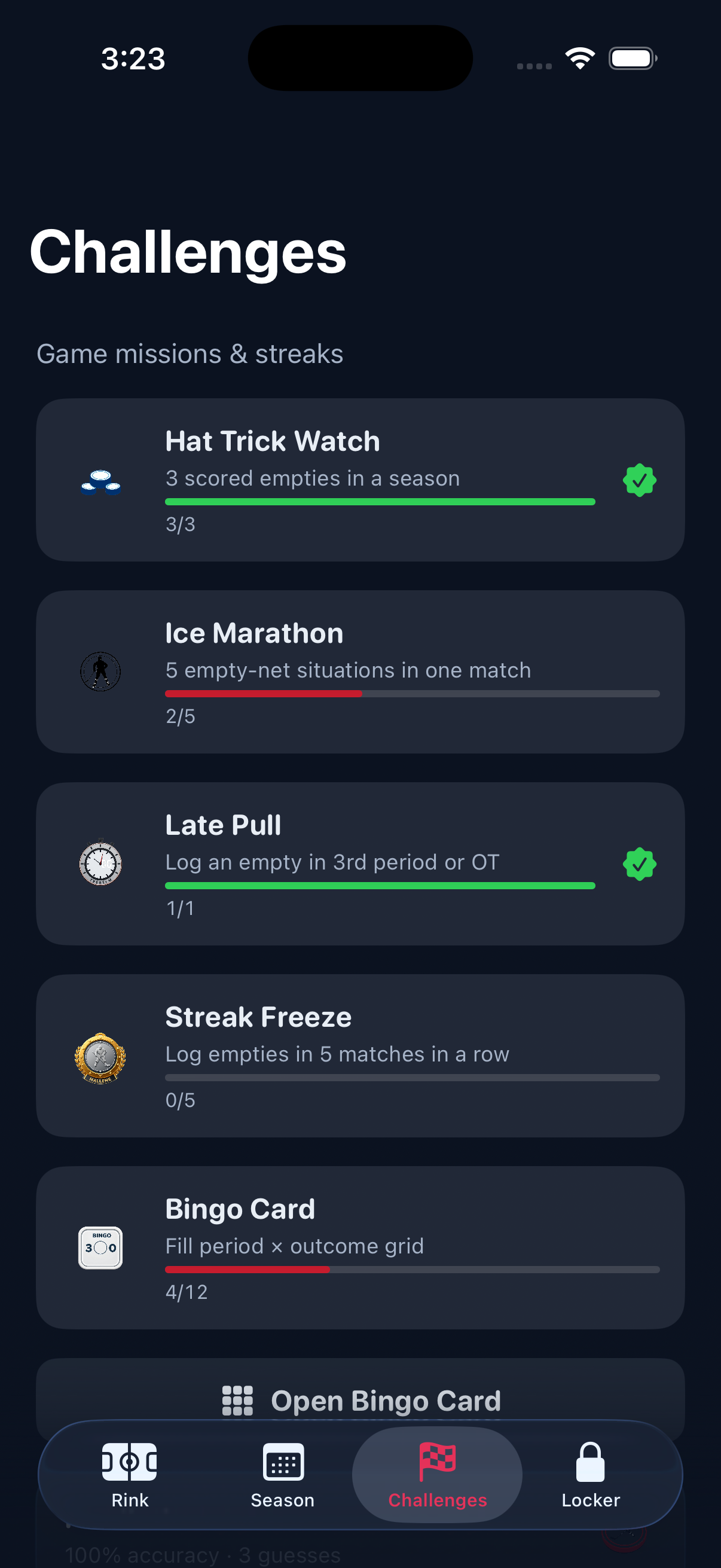 Challenge mission progress
